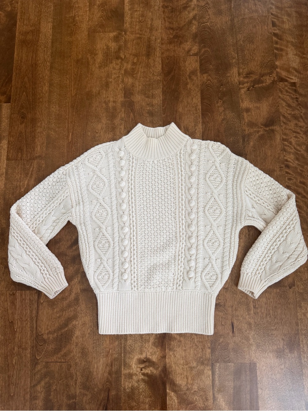 Sezane Jumper Ecru Cable Knit Sweater